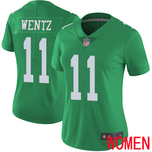Women Philadelphia Eagles #11 Carson Wentz Limited Green Rush Vapor Untouchable NFL Jersey Football->women nfl jersey->Women Jersey